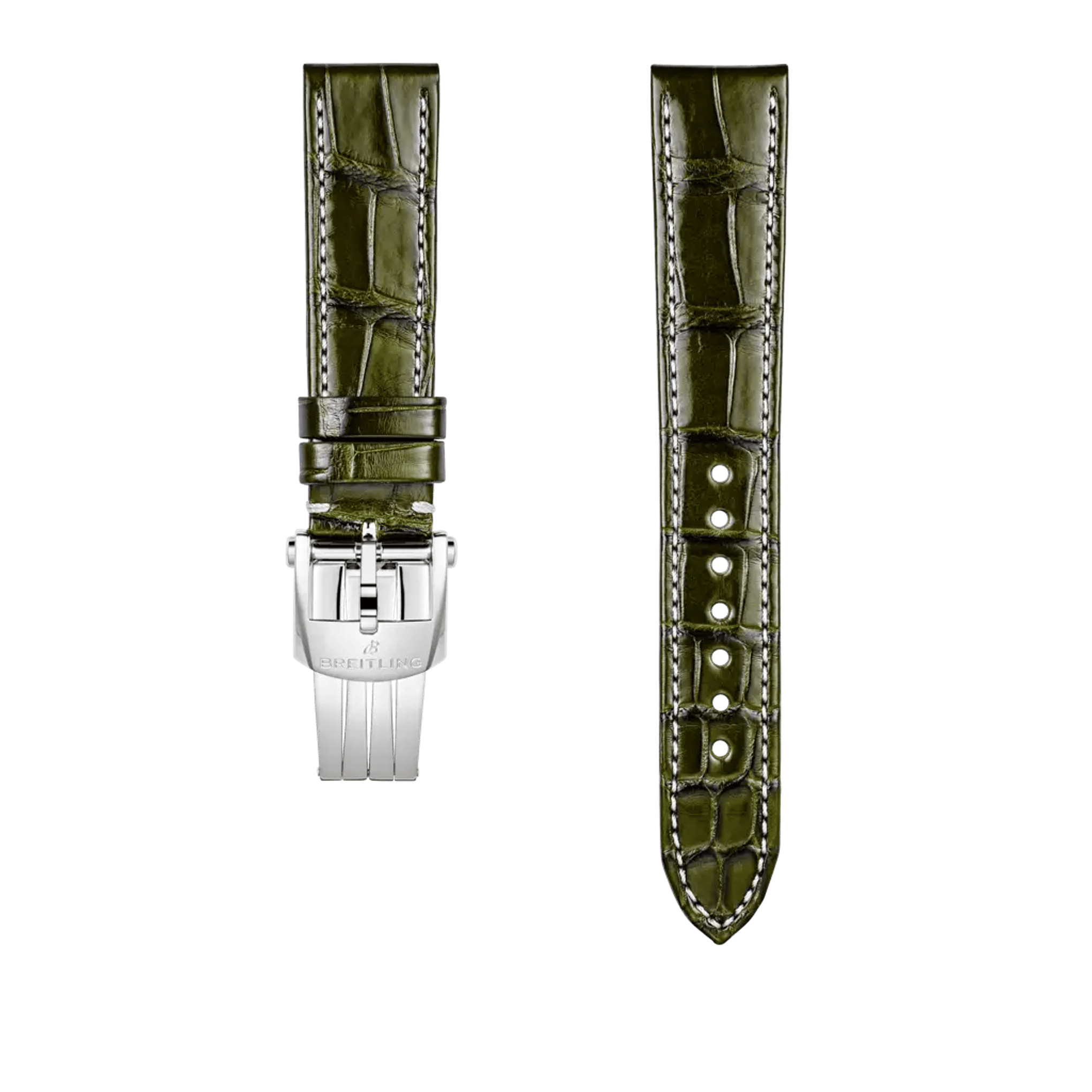 Green alligator leather strap - 1070P - image 1