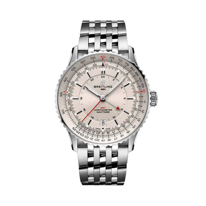 Navitimer Automatic GMT 41, reference A32310211G1A1. Link to product details.