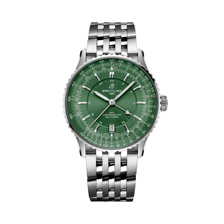 Navitimer Automatic GMT 41, reference A323102A1L1A1. Link to product details.