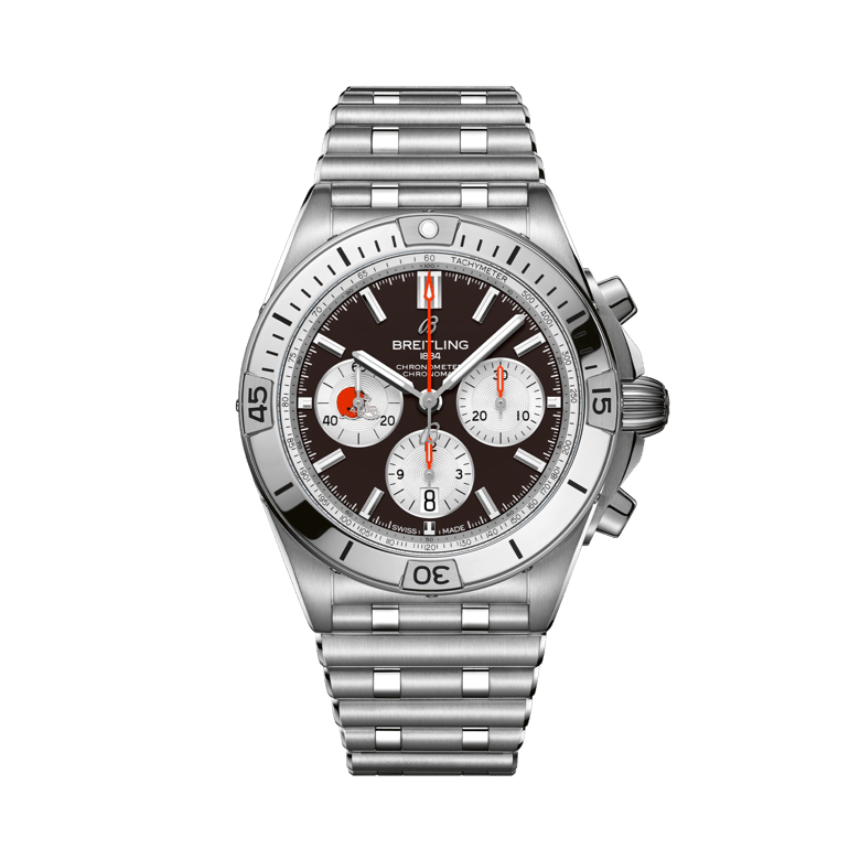 Chronomat B01 42 NFL Cleveland Browns Edition, reference AB01342B1B6A1. Link to product details.