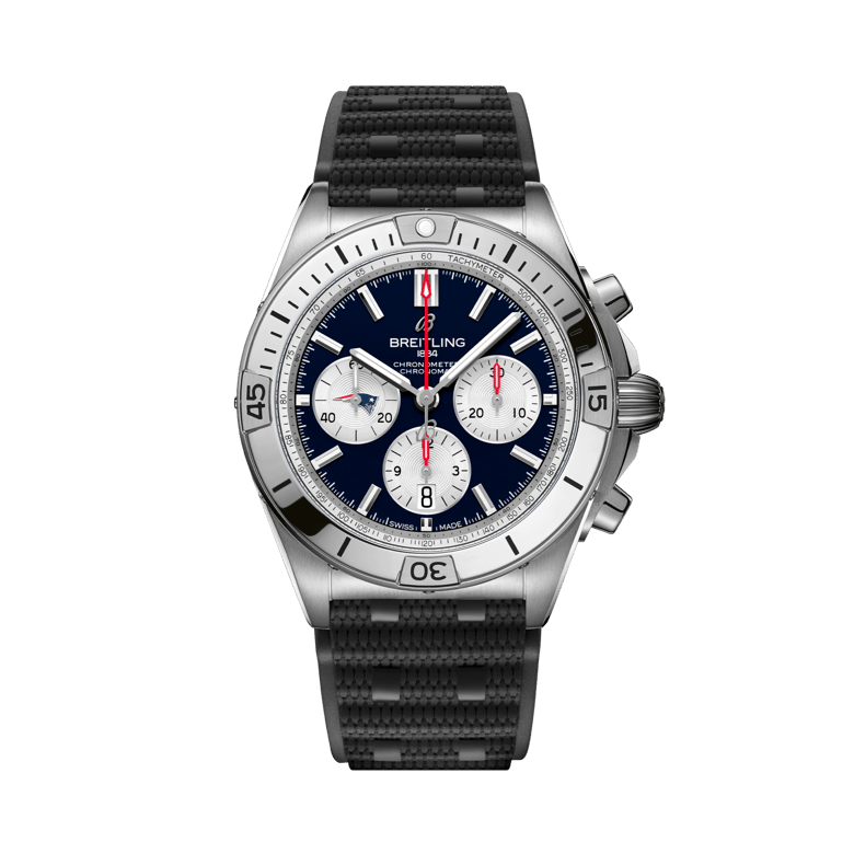 Chronomat B01 42 NFL New England Patriots Edition, reference AB01342B1C7S1. Link to product details.