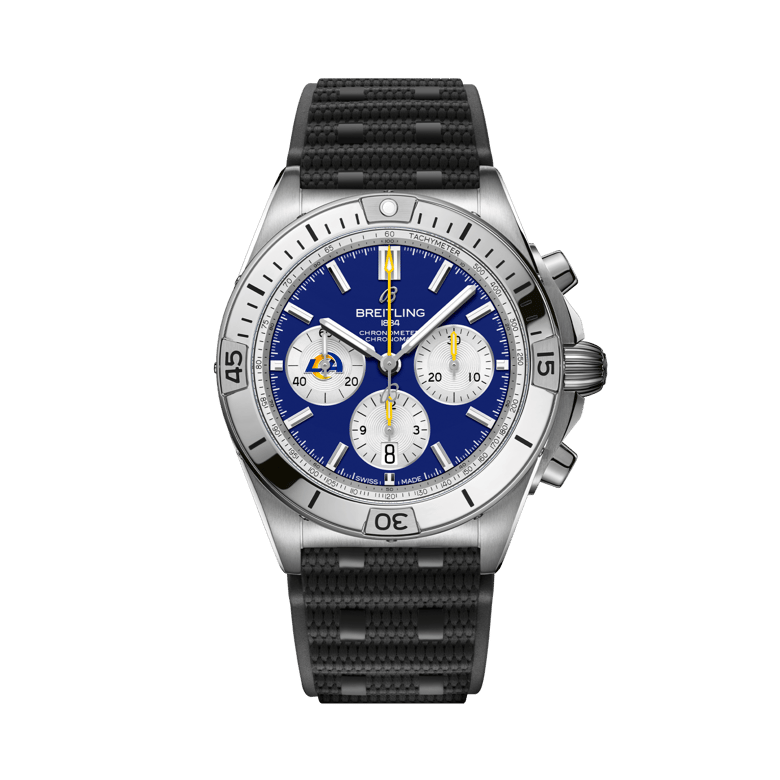 Chronomat B01 42 NFL Los Angeles Rams Edition, reference AB01342B1C9S1. Link to product details.