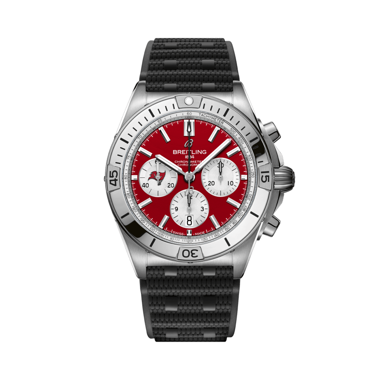 Chronomat B01 42 NFL Tampa Bay Buccaneers Edition, reference AB01342B1K7S1. Link to product details.