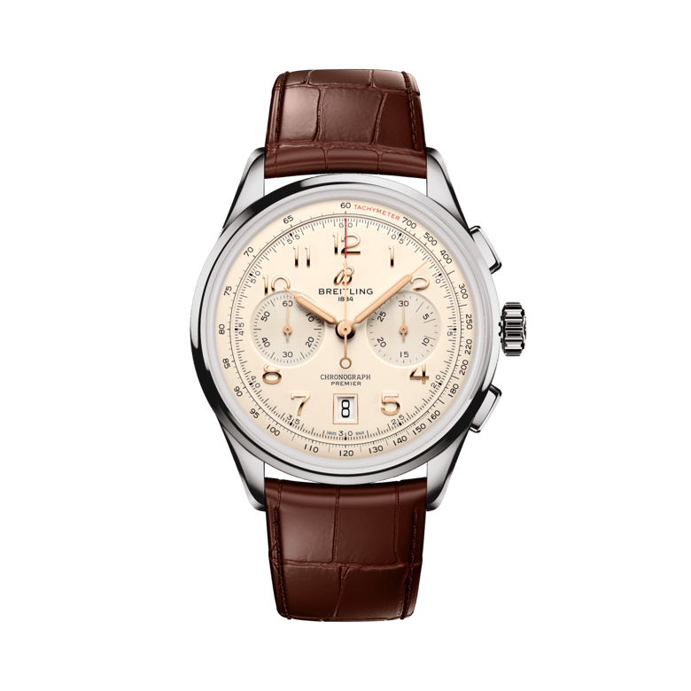 Premier B01 Chronograph 42, reference AB0145211G1P2. Link to product details.