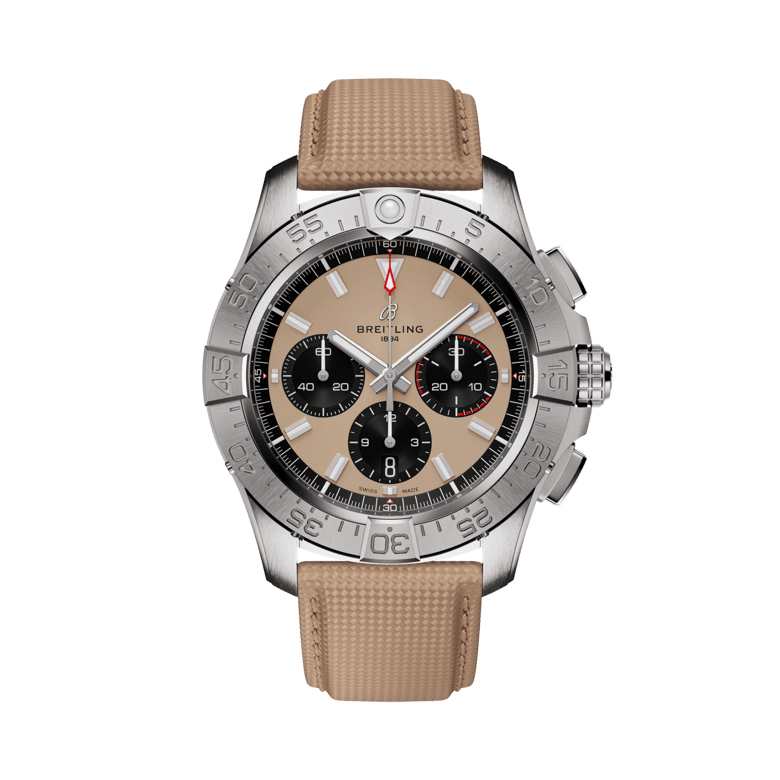 Avenger B01 Chronograph 44, reference AB0147101A1X1. Link to product details.