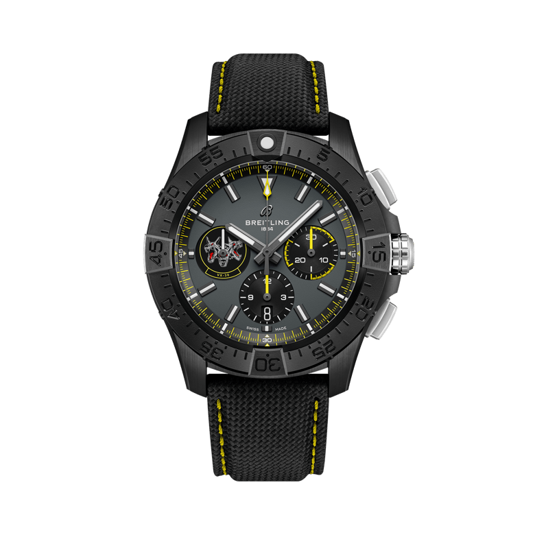 Avenger B01 Chronograph 44 Night Mission Bloodhounds, reference SB01472A1B1X1. Link to product details.