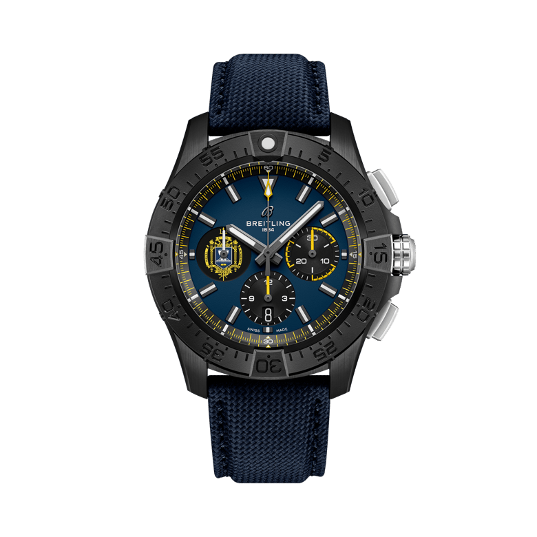 Avenger B01 Chronograph 44 Night Mission US Naval Academy, reference SB01474A1C1X1. Link to product details.