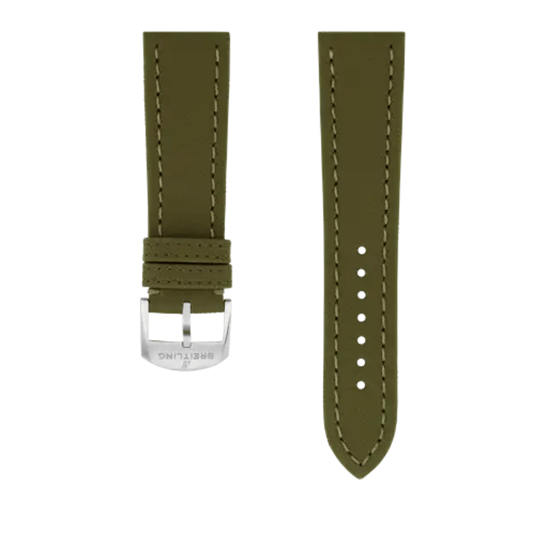Green military calfskin leather strap, reference 511X. Link to product details.