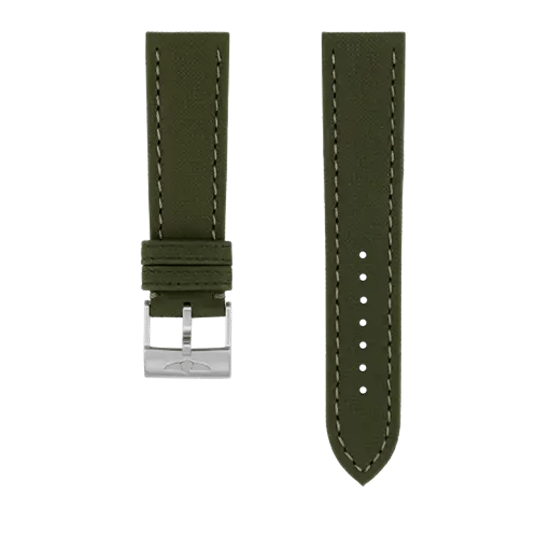Green military calfskin leather strap, reference 520X. Link to product details.