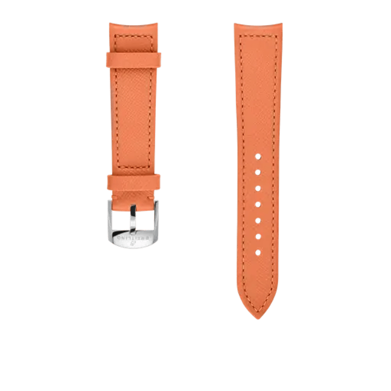 Tangerine calfskin leather strap, reference 544X. Link to product details.