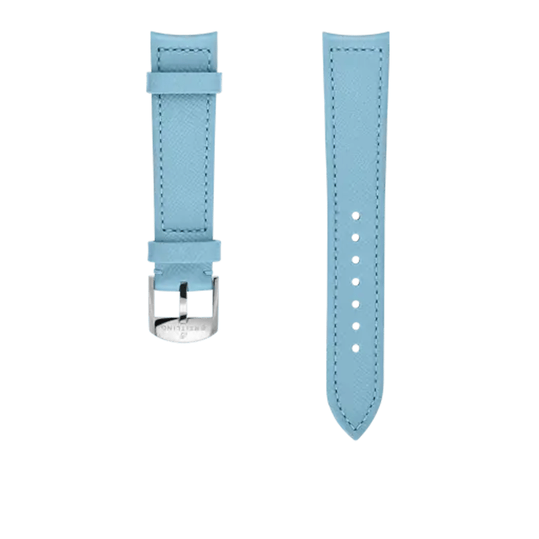 Aquamarine calfskin leather strap, reference 545X. Link to product details.