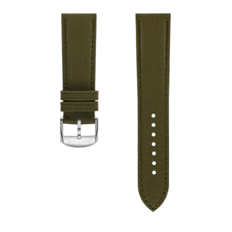 Green military calfskin leather strap, reference 658X. Link to product details.